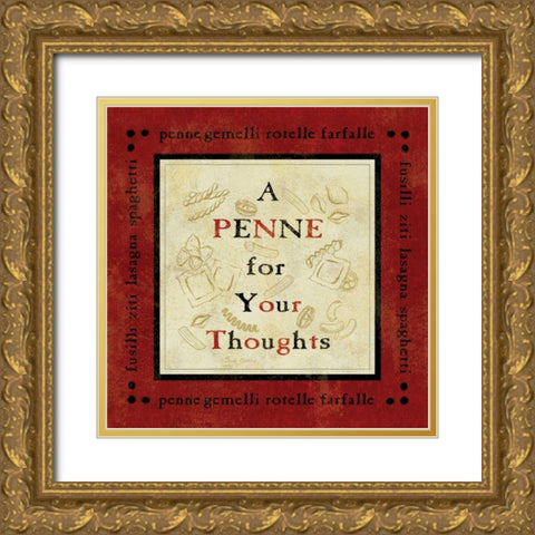 Pasta Sayings IV Gold Ornate Wood Framed Art Print with Double Matting by Gladding, Pamela