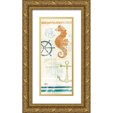 Nautical Brights Panels II Gold Ornate Wood Framed Art Print with Double Matting by Lyon, Rebecca