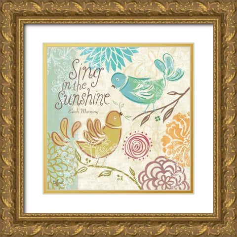 Bird Chirp I Gold Ornate Wood Framed Art Print with Double Matting by Lyon, Rebecca