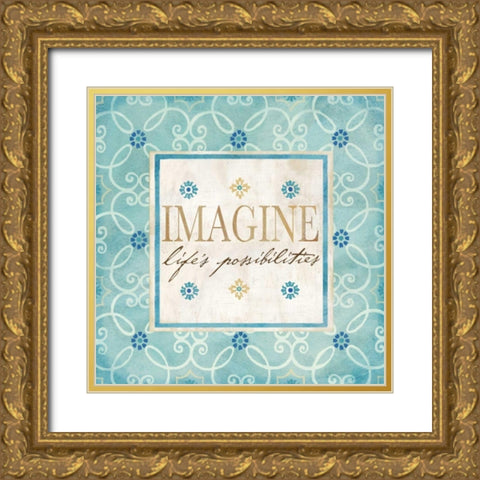 Blue Geo Sentiments II Gold Ornate Wood Framed Art Print with Double Matting by Coulter, Cynthia