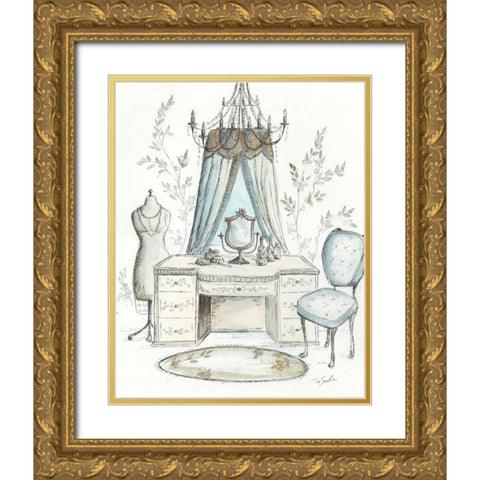 French Dressing Room I Gold Ornate Wood Framed Art Print with Double Matting by Tre Sorelle Studios