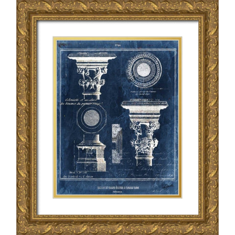 Vintage Blueprints I Gold Ornate Wood Framed Art Print with Double Matting by Tre Sorelle Studios