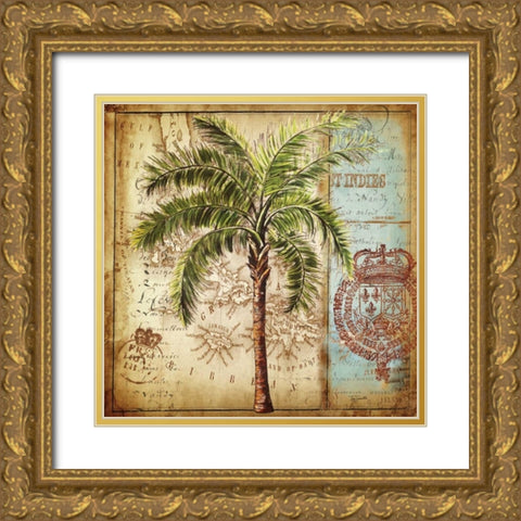 Antique Nautical Palms II Gold Ornate Wood Framed Art Print with Double Matting by Tre Sorelle Studios