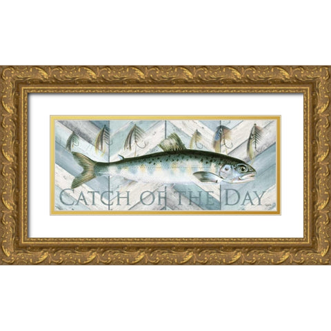 Fishing Sign I Gold Ornate Wood Framed Art Print with Double Matting by Tre Sorelle Studios