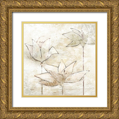 Floral Sketch I Gold Ornate Wood Framed Art Print with Double Matting by Lyon, Rebecca