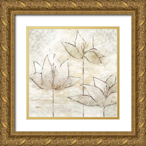 Floral Sketch II Gold Ornate Wood Framed Art Print with Double Matting by Lyon, Rebecca