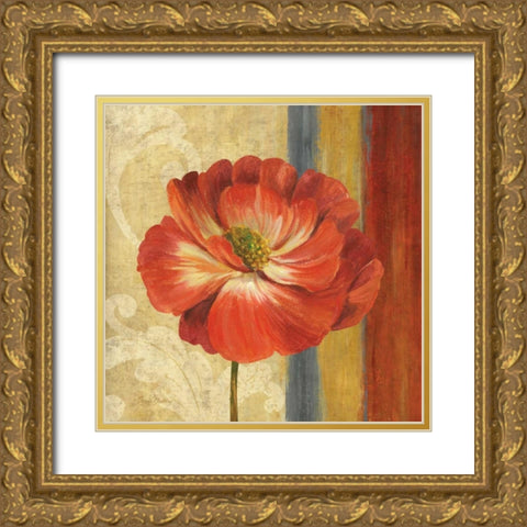 Poppy Tapestry Stripes II Gold Ornate Wood Framed Art Print with Double Matting by Gladding, Pamela