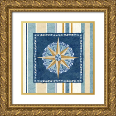 Nautical Stripe I Gold Ornate Wood Framed Art Print with Double Matting by Coulter, Cynthia