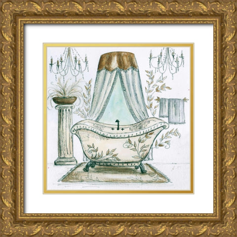 French Bath Sketch I - tub Gold Ornate Wood Framed Art Print with Double Matting by Tre Sorelle Studios