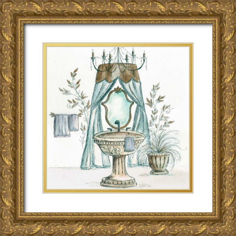 French Bath Sketch II - sink Gold Ornate Wood Framed Art Print with Double Matting by Tre Sorelle Studios