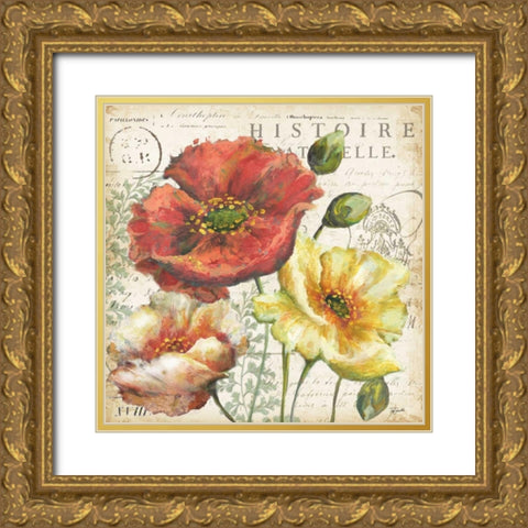 Spice Poppies Histoire Naturelle I Gold Ornate Wood Framed Art Print with Double Matting by Tre Sorelle Studios
