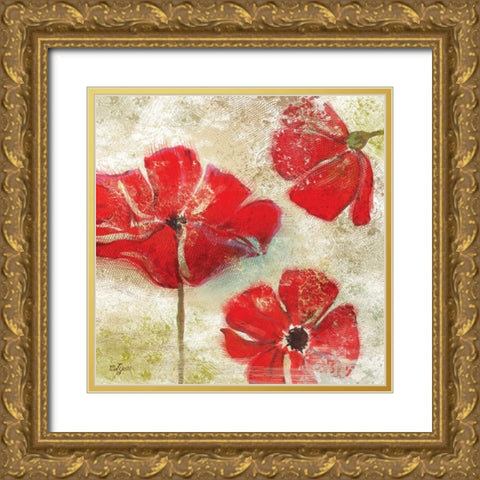 Poppy Passion I Gold Ornate Wood Framed Art Print with Double Matting by Lyon, Rebecca