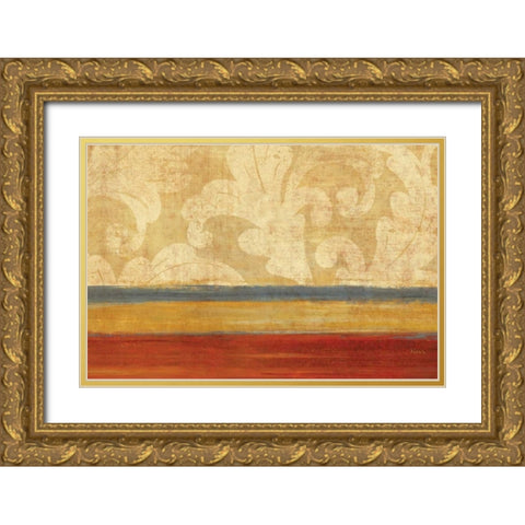 Tapestry Stripe Landscape Gold Ornate Wood Framed Art Print with Double Matting by Studio Nova