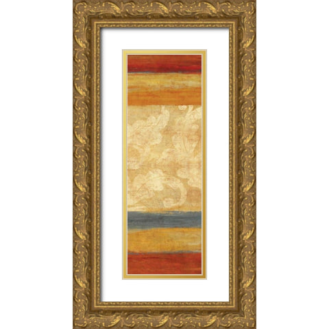 Tapestry Stripe Panel I Gold Ornate Wood Framed Art Print with Double Matting by Studio Nova
