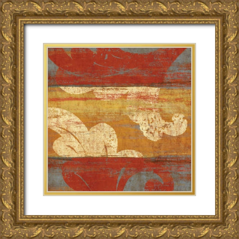Tapestry Stripe Square I Gold Ornate Wood Framed Art Print with Double Matting by Studio Nova