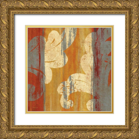 Tapestry Stripe Square II Gold Ornate Wood Framed Art Print with Double Matting by Studio Nova