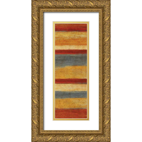 Abstract Stripe Panels I Gold Ornate Wood Framed Art Print with Double Matting by Studio Nova