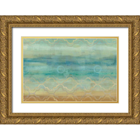 Abstract Waves Blue Landscape Gold Ornate Wood Framed Art Print with Double Matting by Coulter, Cynthia