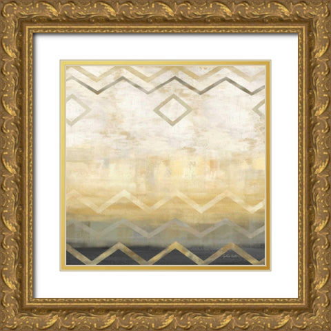 Abstract Waves Black-Gold I Gold Ornate Wood Framed Art Print with Double Matting by Coulter, Cynthia
