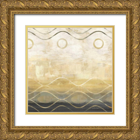 Abstract Waves Black-Gold II Gold Ornate Wood Framed Art Print with Double Matting by Coulter, Cynthia