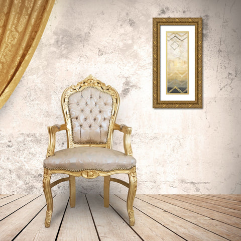 Abstract Waves Black-Gold Panel I Gold Ornate Wood Framed Art Print with Double Matting by Coulter, Cynthia