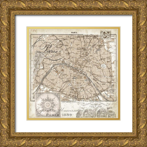 Euro Map I Gold Ornate Wood Framed Art Print with Double Matting by Tre Sorelle Studios