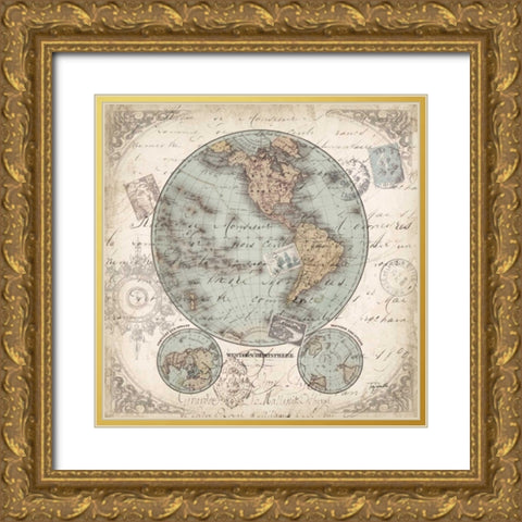 World Hemispheres II Gold Ornate Wood Framed Art Print with Double Matting by Tre Sorelle Studios