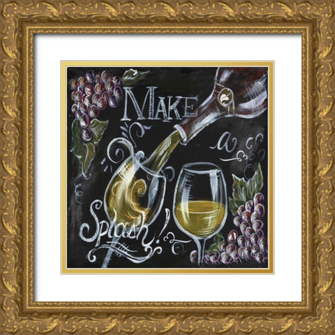 Chalkboard Wine II  Gold Ornate Wood Framed Art Print with Double Matting by Tre Sorelle Studios