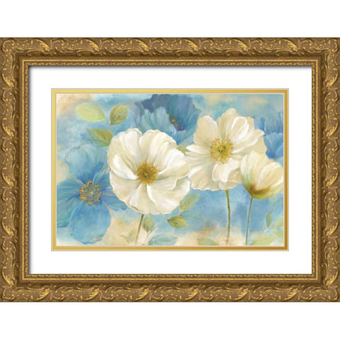 Watercolor Poppies Landscape  Gold Ornate Wood Framed Art Print with Double Matting by Coulter, Cynthia
