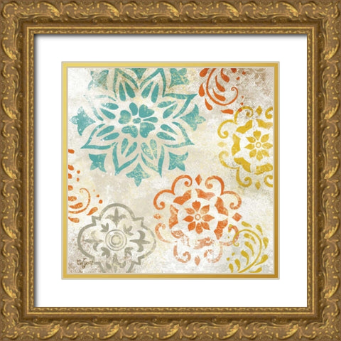 Colorful Medallions I  Gold Ornate Wood Framed Art Print with Double Matting by Lyon, Rebecca