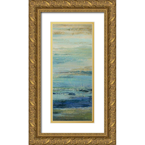 Blue Indigo Panel II  Gold Ornate Wood Framed Art Print with Double Matting by Studio Nova
