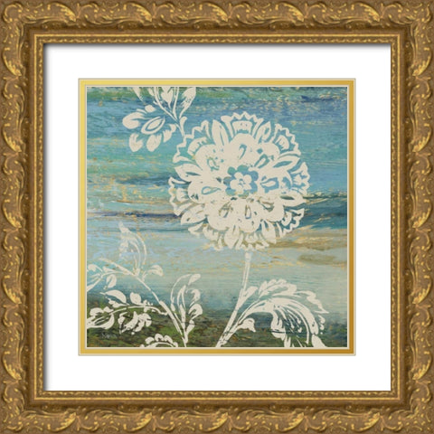 Blue Indigo with Lace II  Gold Ornate Wood Framed Art Print with Double Matting by Studio Nova