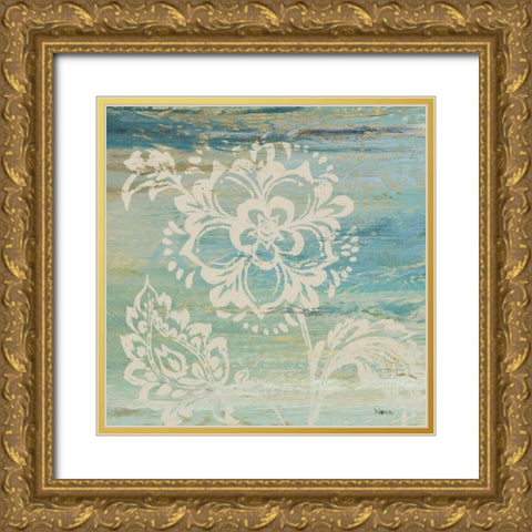 Blue Indigo with Lace IV  Gold Ornate Wood Framed Art Print with Double Matting by Studio Nova