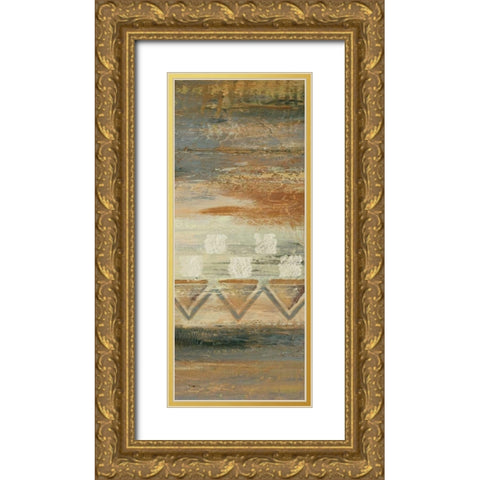 Siena Geometric Panel I  Gold Ornate Wood Framed Art Print with Double Matting by Studio Nova