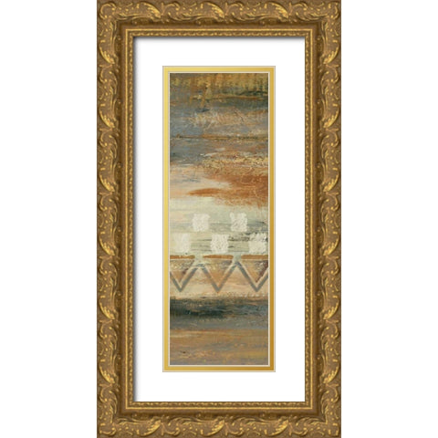 Siena Geometric Panel I  Gold Ornate Wood Framed Art Print with Double Matting by Studio Nova