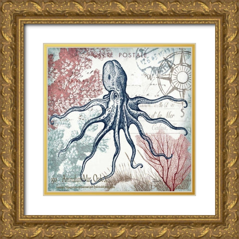 Coastal Sea Life V  Gold Ornate Wood Framed Art Print with Double Matting by Tre Sorelle Studios