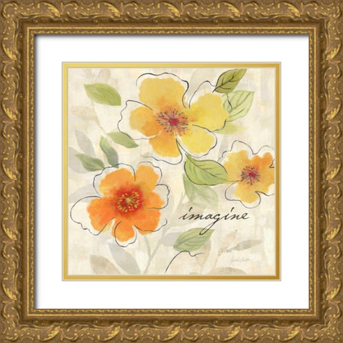 Bright Yellow Garden Trio III Gold Ornate Wood Framed Art Print with Double Matting by Coulter, Cynthia