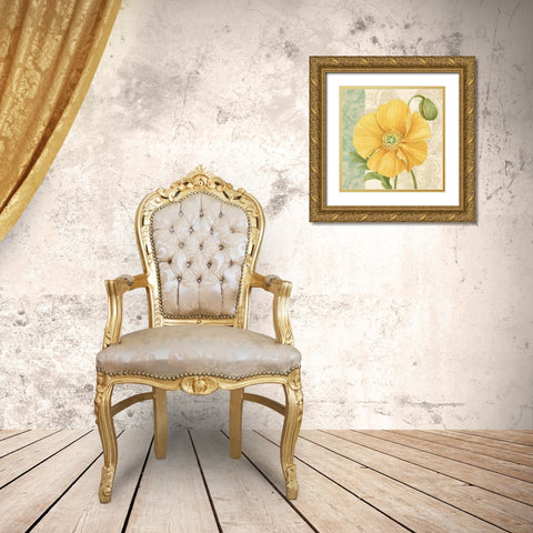 Pastel Poppies I Gold Ornate Wood Framed Art Print with Double Matting by Gladding, Pamela