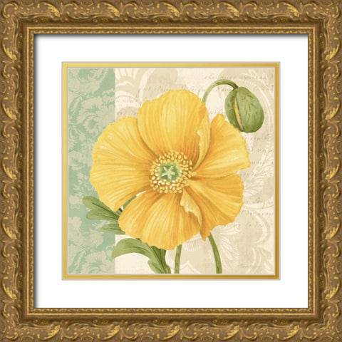 Pastel Poppies I Gold Ornate Wood Framed Art Print with Double Matting by Gladding, Pamela