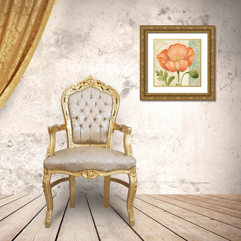 Pastel Poppies II Gold Ornate Wood Framed Art Print with Double Matting by Gladding, Pamela