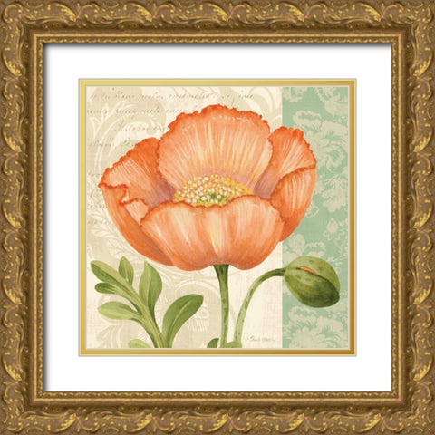 Pastel Poppies II Gold Ornate Wood Framed Art Print with Double Matting by Gladding, Pamela