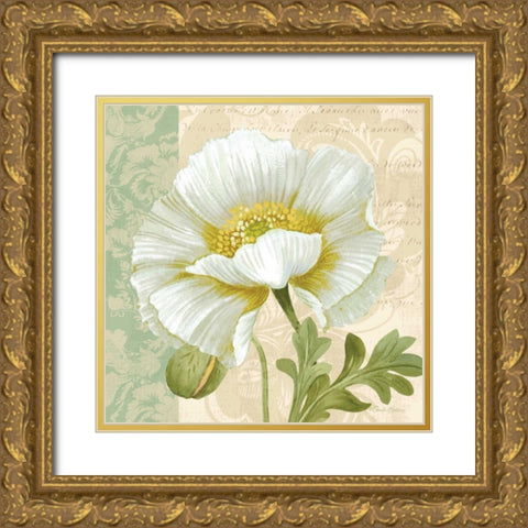 Pastel Poppies III Gold Ornate Wood Framed Art Print with Double Matting by Gladding, Pamela