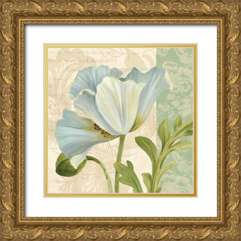 Pastel Poppies IV Gold Ornate Wood Framed Art Print with Double Matting by Gladding, Pamela