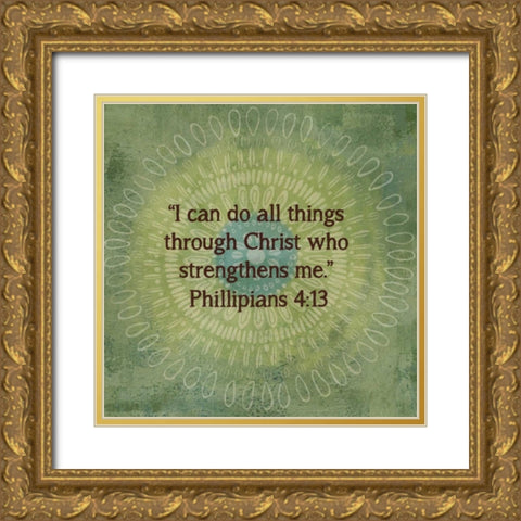 Jacobean Medallion Scripture II Gold Ornate Wood Framed Art Print with Double Matting by Coulter, Cynthia