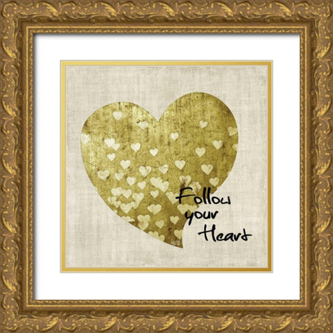 Heart of Gold II Gold Ornate Wood Framed Art Print with Double Matting by Hartworks