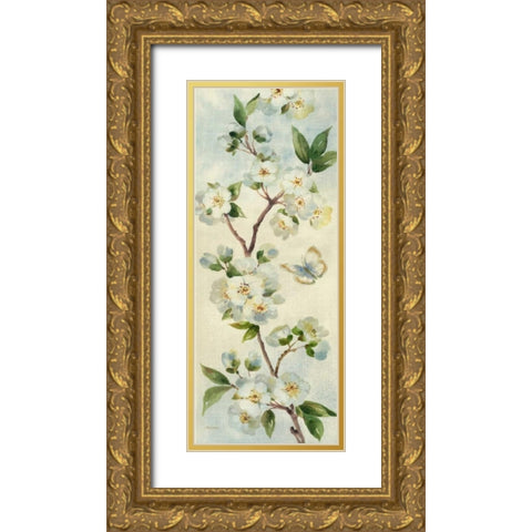 Cherry Bloom Panel I Gold Ornate Wood Framed Art Print with Double Matting by Gladding, Pamela