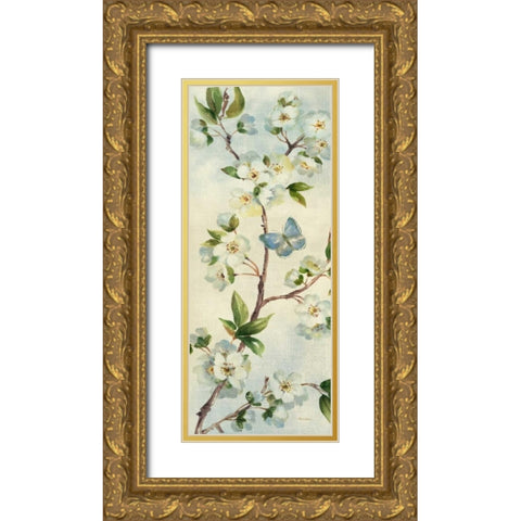 Cherry Bloom Panel II Gold Ornate Wood Framed Art Print with Double Matting by Gladding, Pamela