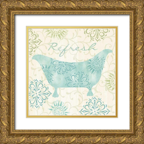 Refresh and Relax Bath I Gold Ornate Wood Framed Art Print with Double Matting by Lyon, Rebecca