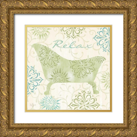 Refresh and Relax Bath II Gold Ornate Wood Framed Art Print with Double Matting by Lyon, Rebecca