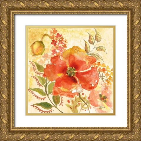 Bohemian Poppies II Gold Ornate Wood Framed Art Print with Double Matting by Tre Sorelle Studios